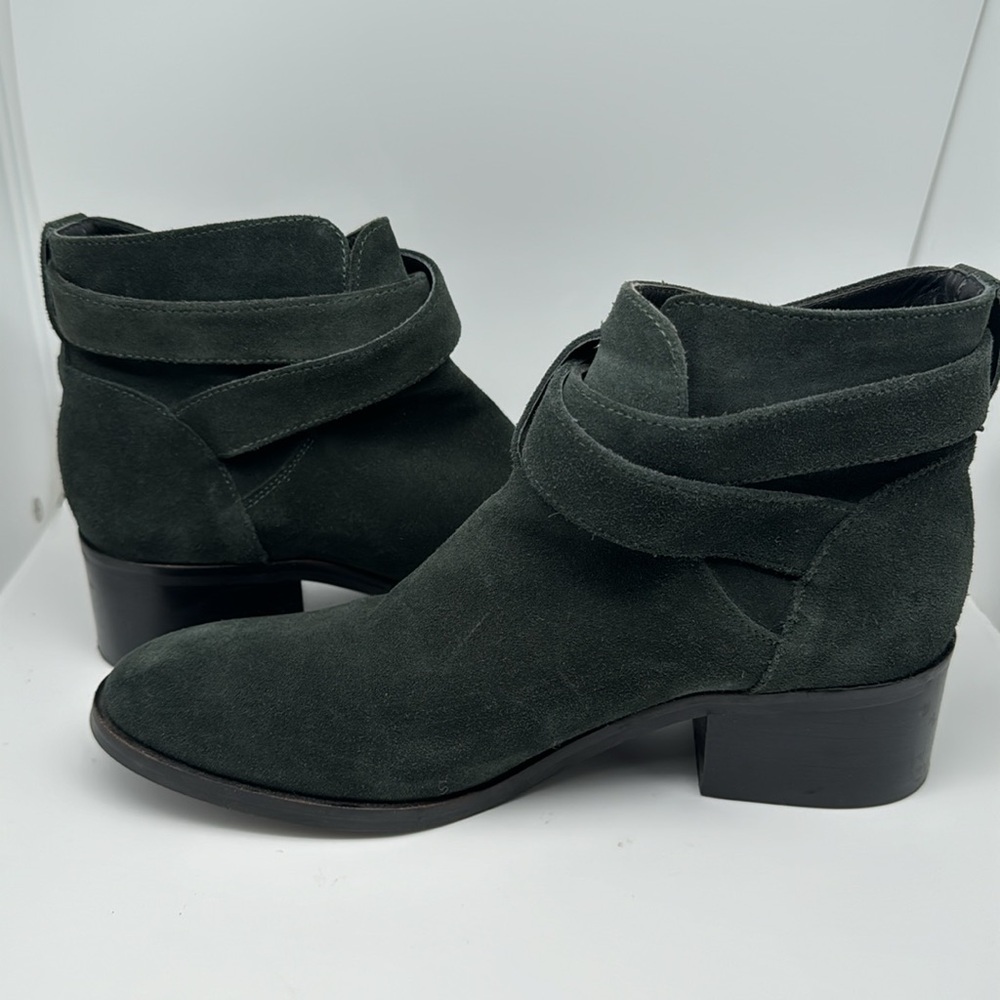 & Other Stories Chelsea Heeled Suede Ankle Leather Boots Esmerald‎ Green Size 9 - Picture 9 of 15